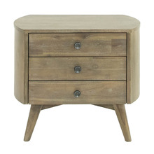 Monah 3 Drawer Acacia Wood Bedside Table
