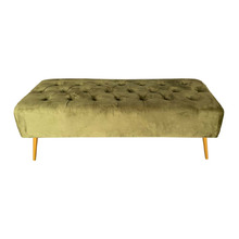 Roxanne Button Tufted Velvet Ottoman Bench