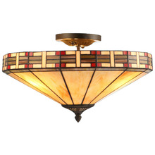 Tiffany Leadlight Cone Semi Flush Ceiling Light
