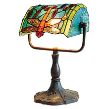 Dragonfly Leadlight Banker Table Lamp