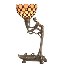 Lean Iron & Tiffany Glass Table Lamp