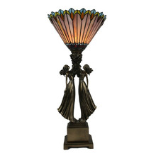 Twins Stained Glass Tiffany Torchiere Table Lamp