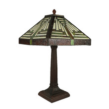 Mission Square Stained Glass Geometric Table Lamp