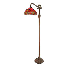 Red Dragonfly Downbridge Tiffany Glass Floor Lamp