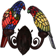Hagar Parrots Stained Glass Tiffany Wall Sconce