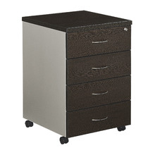 Wenge & Silver 4 Drawer Mobile Pedestal Filling Cabinet