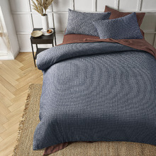 Navy Waffle Hokey Pokey Quilt Cover Set
