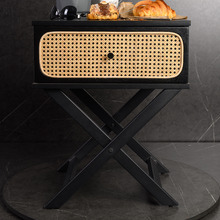 Black Minya Rattan Bedside Table
