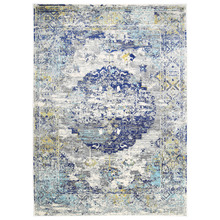 Grey & Navy Blue Delicate Distressed Rug