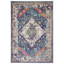 Navy Blue & Orange Delicate Oriental Rug