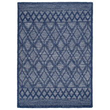 Blue Geometric Flat Weave Wool-Blend Rug