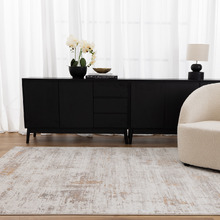 Beige Abstract Pierre Cardin Contemporary Rug