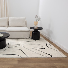 Cream & Black Kezia Modern Lines Rug