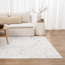 White & Grey Velour Machine Washable Rug