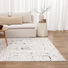 White & Green Velour Machine Washable Rug