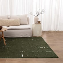 Green Velour Machine Washable Rug