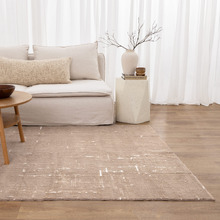 Beige Velour Machine Washable Rug