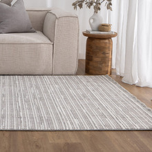 Silver & Ivory Sarai Tasselled Rug