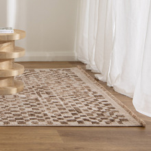 Walnut Bettina Distressed Textured Check Rug