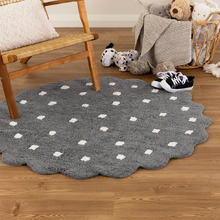 Melissa Scalloped Machine Washable Cotton Round Rug