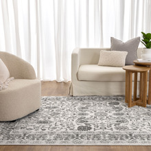 Slate Farah Traditional Bordered Rug