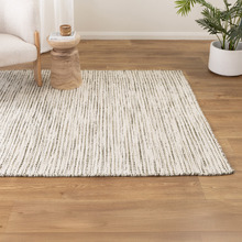 Ivory & Forest Green Skandi Hand-Woven Wool Rug