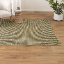 Olive Green Skandi Hand-Woven Wool Rug