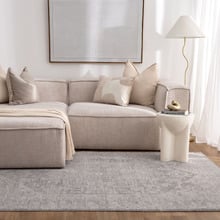 Heritage Monochrome Distressed Medallion Rug