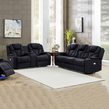 Black Luella 5 Seater Upholstered Recliner Sofa Set