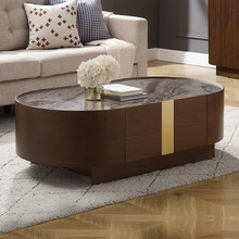 Everest Oval Ceramic-Top Coffee Table