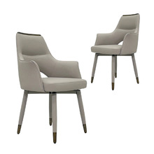 Wilbur Faux Leather Swivel Dining Chairs (Set of 2)