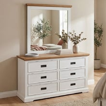 Melissa Pine Wood 6 Drawer Chest with Mirror