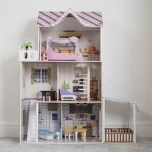 Plum 3 Storey Doll House with Furniture