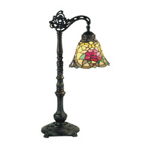 Camellia Edwardian Glass Gooseneck Tiffany Table Lamp