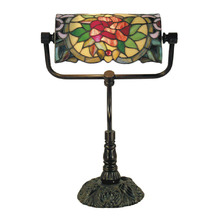 Camellia Iron Leadlight Tiffany Bankers Lamp