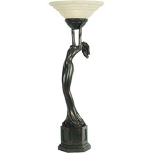 Art Deco Lady Uplight Frosted Glass Table Lamp