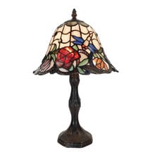 Rose and Dragonfly Stained Glass Tiffany Table Lamp