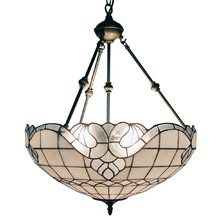 Silver Tones Stained Glass Pendant Light