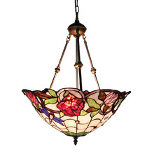 Rose Stained Glass Pendant Light