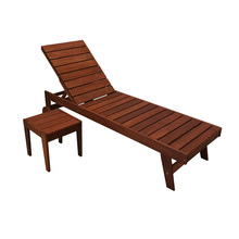 2 Piece Lazio Shore Wood Sun Lounge & Side Table Set