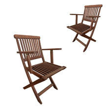 Island Shorea Wood Outdoor Folding Dining Chairs (Set of 2)
