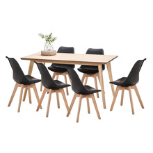 Wyatt Dining Table & 6 Padded Eames Replica Chairs Set