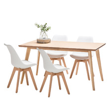 Wyatt Dining Table Set with 4 Padded Eames Replica Chairs