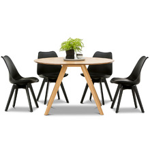 Milari Round Dining Table & Padded Eames Replica Chairs Set