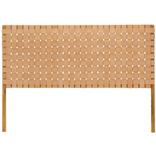 Cassie Woven Leather & Teak Bedhead