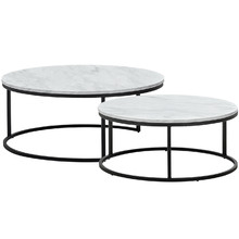 2 Piece Hanslo Round Cultured Marble Nesting Coffee Table Set
