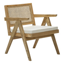 Pierre Jeanneret Replica Woven Rattan & Teak Armchair