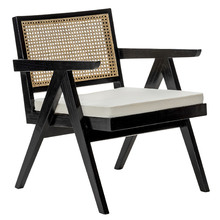 Pierre Jeanneret Replica Woven Rattan & Teak Armchair