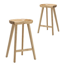69cm Emerson Oak Wood Barstools (Set of 2)