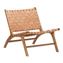 Cassie Woven Leather & Teak Lounge Chair